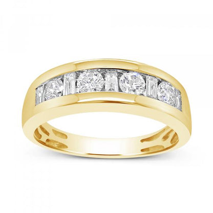 Diamond Ring 1.03 CTW Round w/ Baguettes 14K Yellow Gold