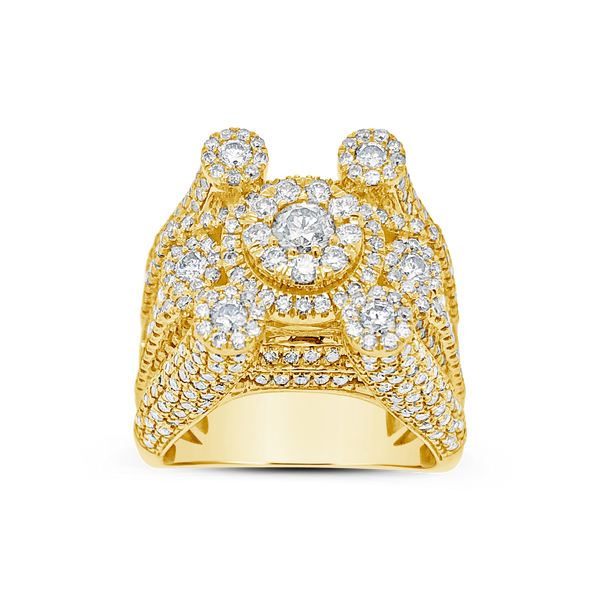 Diamond Ring 4 CTW Round Cut 10K Yellow Gold