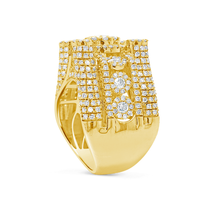 Diamond Ring 4 CTW Round Cut 10K Yellow Gold