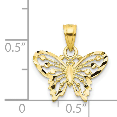 10k Diamond-Cut Butterfly Charm