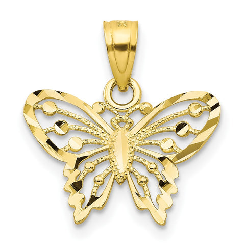 10k Diamond-Cut Butterfly Charm