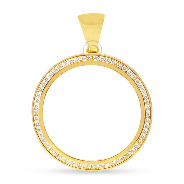 10K Yellow Gold Centenario 50 Pesos Gold Coin Diamond Pendant Bezel Only