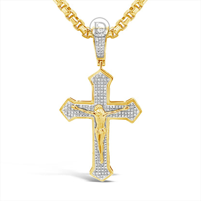 Diamond Cross Pendant .30 CTW Round Cut 10K Yellow Gold