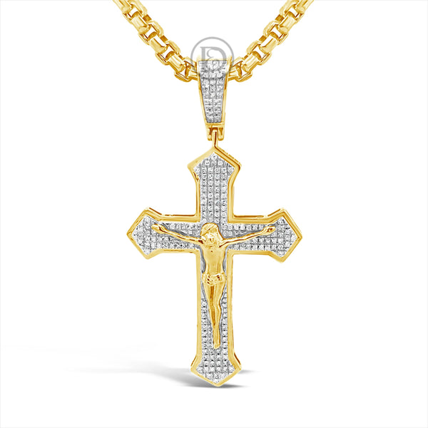 Diamond Cross Pendant .30 CTW Round Cut 10K Yellow Gold