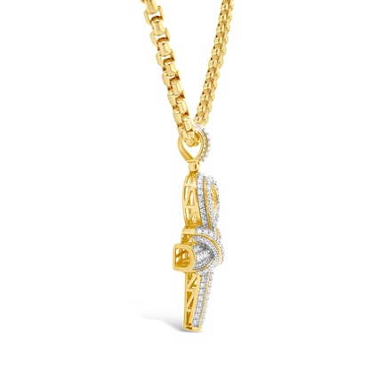 Diamond Cross Pendant 1.65 CTW Round Cut 10K Yellow Gold