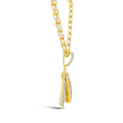 Diamond Opening Straight Razor Pendant .26 CTW Round Cut 10K Yellow Gold