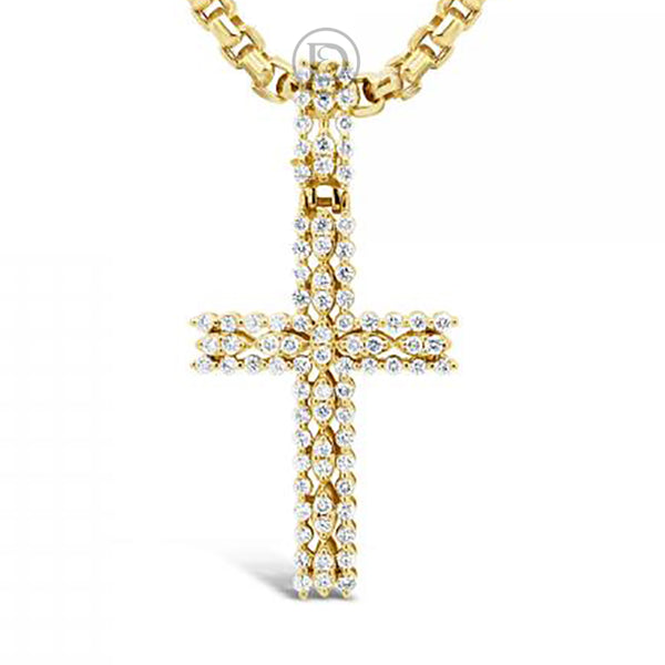 Diamond Cross Pendant 1.03 CTW Round Cut 10K Yellow Gold