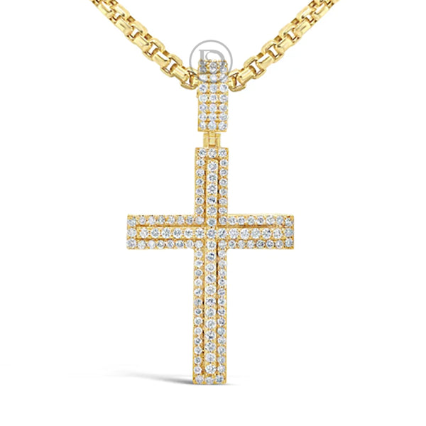 Diamond Cross Pendant 1.50 CTW Round Cut 10K Yellow Gold