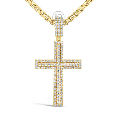 Diamond Cross Pendant 1.50 CTW Round Cut 10K Yellow Gold