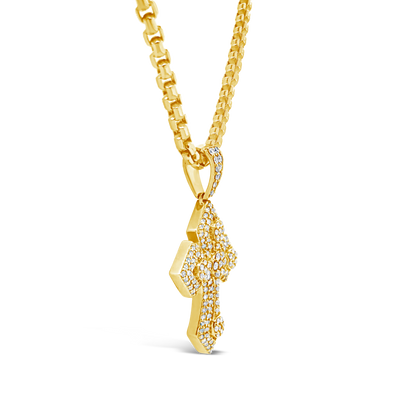 Diamond Cross Pendant 1.87 CTW Round Cut 10K Yellow Gold
