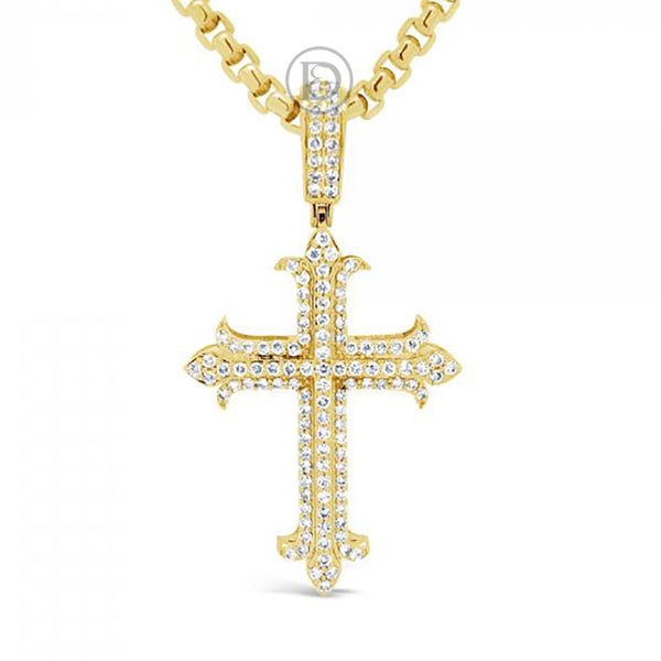Diamond Cross Pendant 1.48 CTW Round Cut 10K Yellow Gold