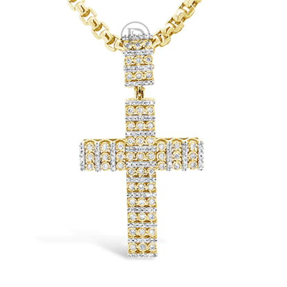 Diamond Cross Pendant .72 CTW Round Cut 10K Yellow Gold