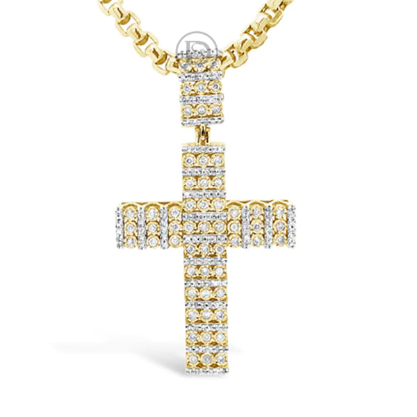 Diamond Cross Pendant .72 CTW Round Cut 10K Yellow Gold