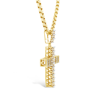 Diamond Cross Pendant .72 CTW Round Cut 10K Yellow Gold