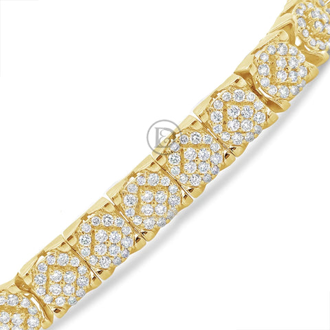 10K Solid Yellow Gold 8.05CT tw Round Cut Custom Diamond Bracelet