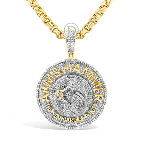 Diamond Baking Soda Pendant 1.10 CTW Round Cut 10K Yellow Gold
