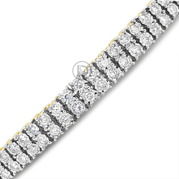 10K Solid Yellow Gold 2.85 CTW  Round Cut Diamond Tennis Bracelet