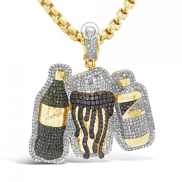 Custom Diamond Pendant 1.20 CTW Round Cut 10K Yellow Gold