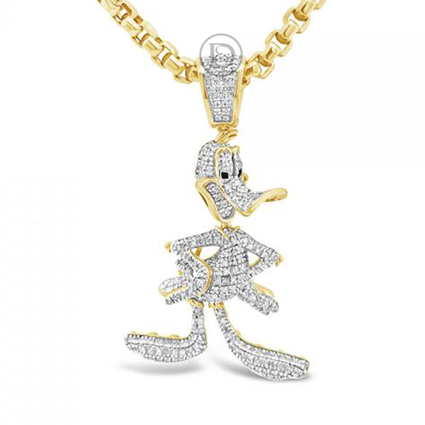 Diamond "Daffy Duck" Pendant .75 CTW Round Cut 10K Yellow Gold