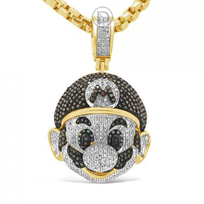 Diamond "Mario" Pendant 1.08 CTW Round Cut 10K Yellow Gold