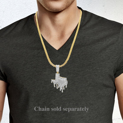 Dripping Diamond Texas Pendant .61 CTW Round Cut 10K Yellow Gold