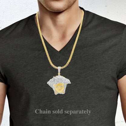 Diamond Designer Medusa Pendant 1 CTW Round Cut 10K Yellow Gold