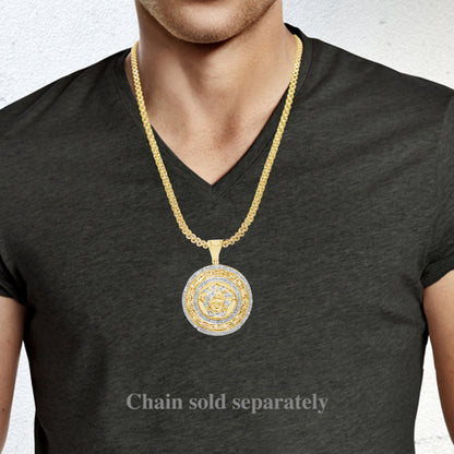 Diamond Designer Medusa Pendant .40 CTW Round Cut 10K Yellow Gold