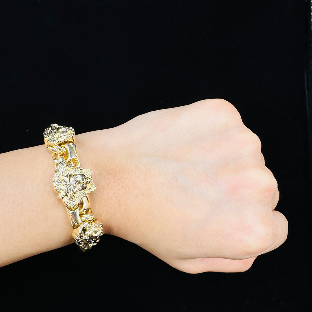 10K yellow gold chino link ID bracelet with Medusa