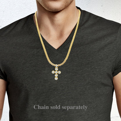 Diamond Cross Pendant 3.02 CTW Round Cut 10K Yellow Gold