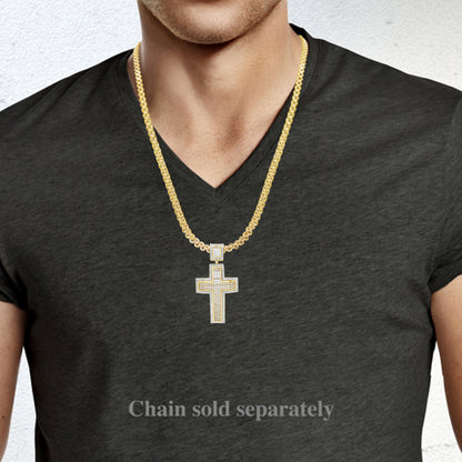 Diamond Cross Pendant 1.60 CTW Round Cut 10K Yellow Gold