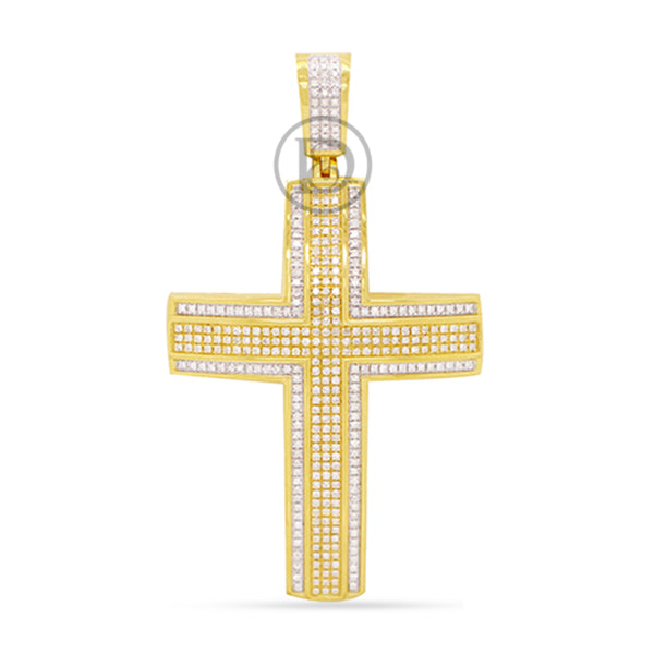 10k yellow gold cross pendant 1.10ct diamonds