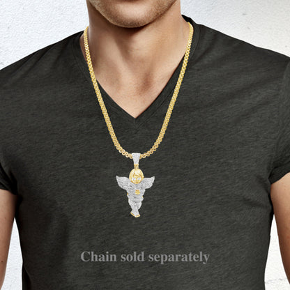 Diamond Angel Pendant 2.25 CTW Round Cut 10K Yellow Gold