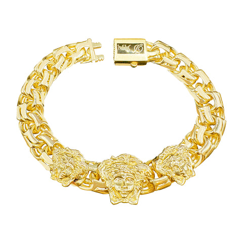 10K yellow gold chino link ID bracelet with Medusa