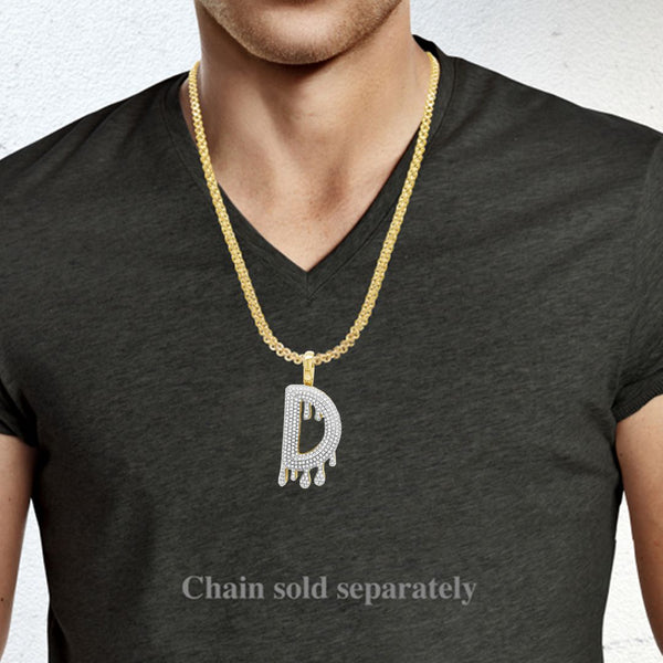 Dripping Diamond "D" Pendant .55 CTW Round Cut 10K Yellow Gold