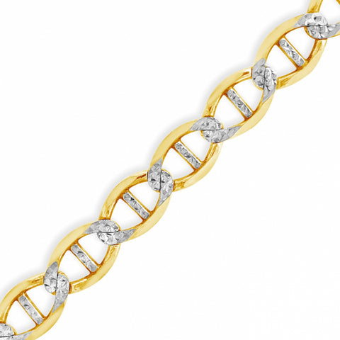 10K Yellow Gold Two Tone Pave  Mariner Anchor Link 22" Chain