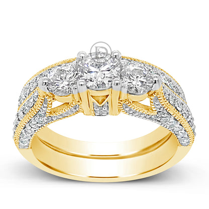Diamond Engagement Ring 1.50 CTW Round Cut 14K Yellow Gold