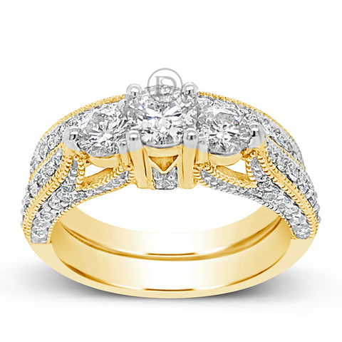 Diamond Engagement Ring 1.50 CTW Round Cut 14K Yellow Gold