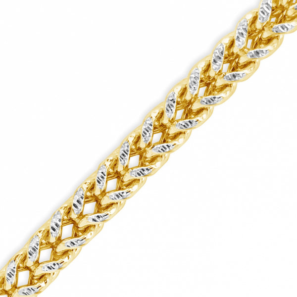 10K Two-Tone Semi Solid Yellow Gold Pave Franco Chain