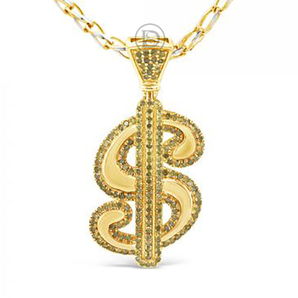 Diamond '$' Pendant .52 CTW Round Cut 10K Yellow Gold