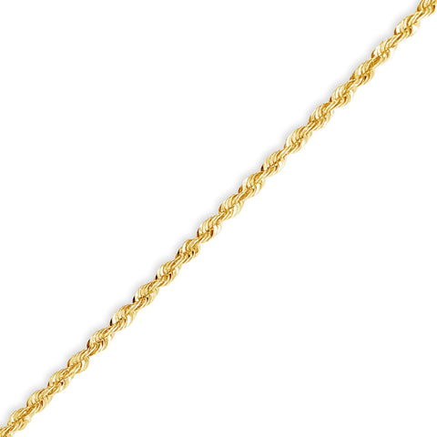 10K Yellow Gold Diamond Cut Hollow Rope Bracelet