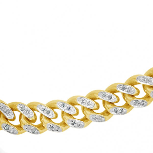 10K Solid Yellow Gold 3.75 CTW  Round Cut Diamond Cuban Link chain