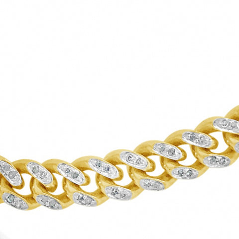 10K Solid Yellow Gold 3.75 CTW  Round Cut Diamond Cuban Link chain