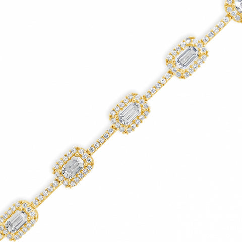 10K Yellow Gold Bagguette & Round CZ 18" Necklace