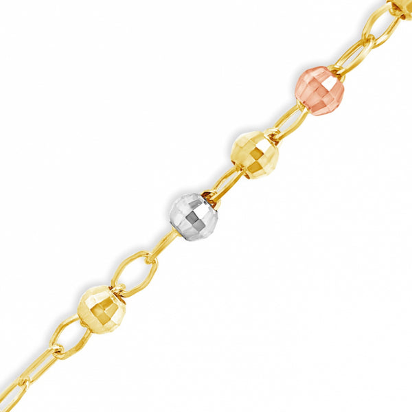 10K Yellow Gold  24" Rosary w/ Solid Beads