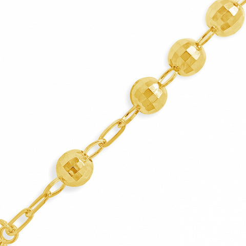 10K Yellow Gold  24" Rosary w/ Diamond Cut Beads
