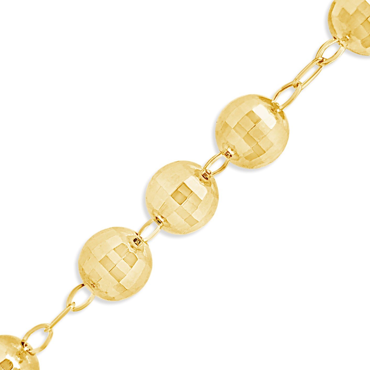 10K Yellow Gold  24" Rosary w/ Diamonds Cut Beads