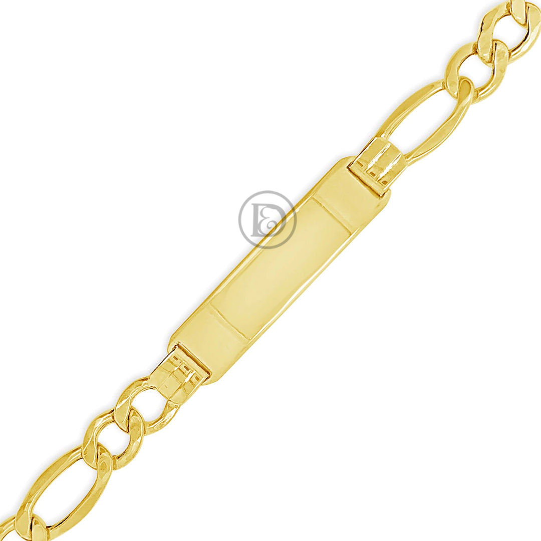 10K Gold Semi Solid Figaro ID Bracelet