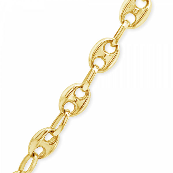 10K Yellow Gold  Puffed Mariner Anchor Link 22" Chain