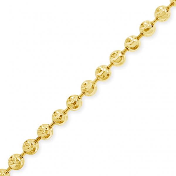 10k Yellow Gold Mens Ball Bead Moon Chain 3 mm