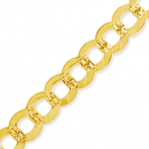 10K Yellow Gold Solid Cuban Link 20" Chain w/ Diamond Cuts